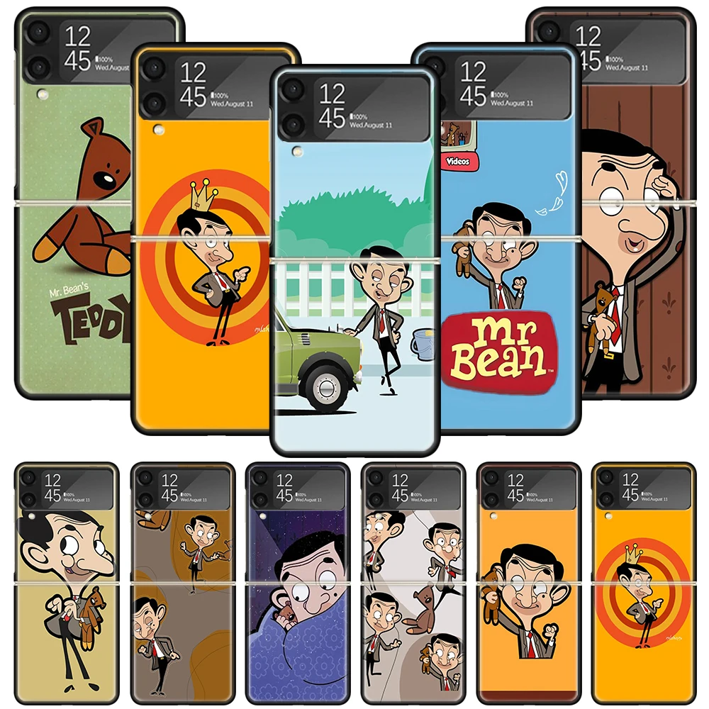 Mr B-Bean Cartoon Phone Case For Samsung Galaxy Z Flip 6 5 4 3 5G Shockproof Cover Z Flip6 ZFlip5 Flip3 Flip4 Luxury Shell