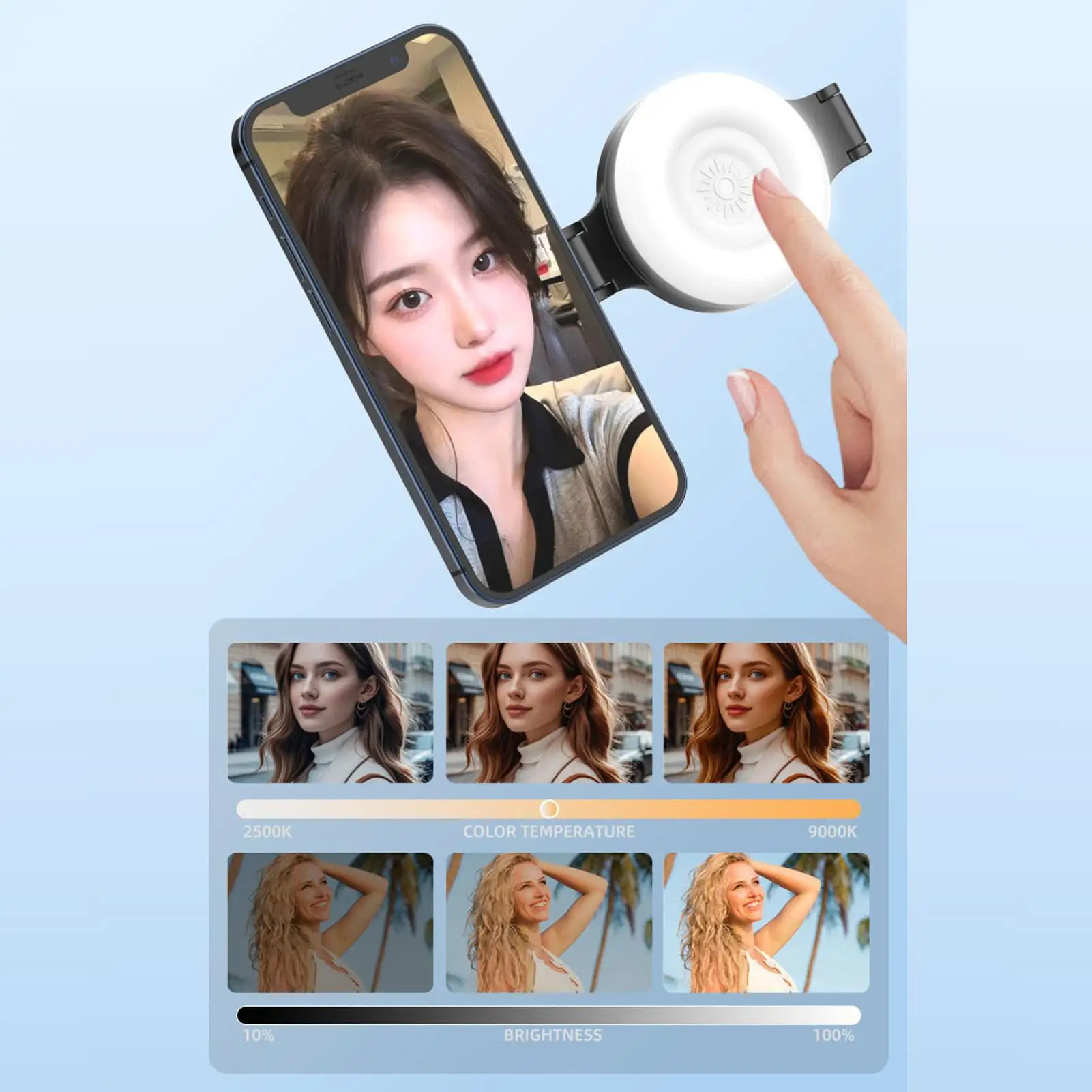 Magnetic Selfie Light Dimmable Soft Flashlight with Mirror Magnetic Beauty Selfie Light for Phones for Work Photography Makeup