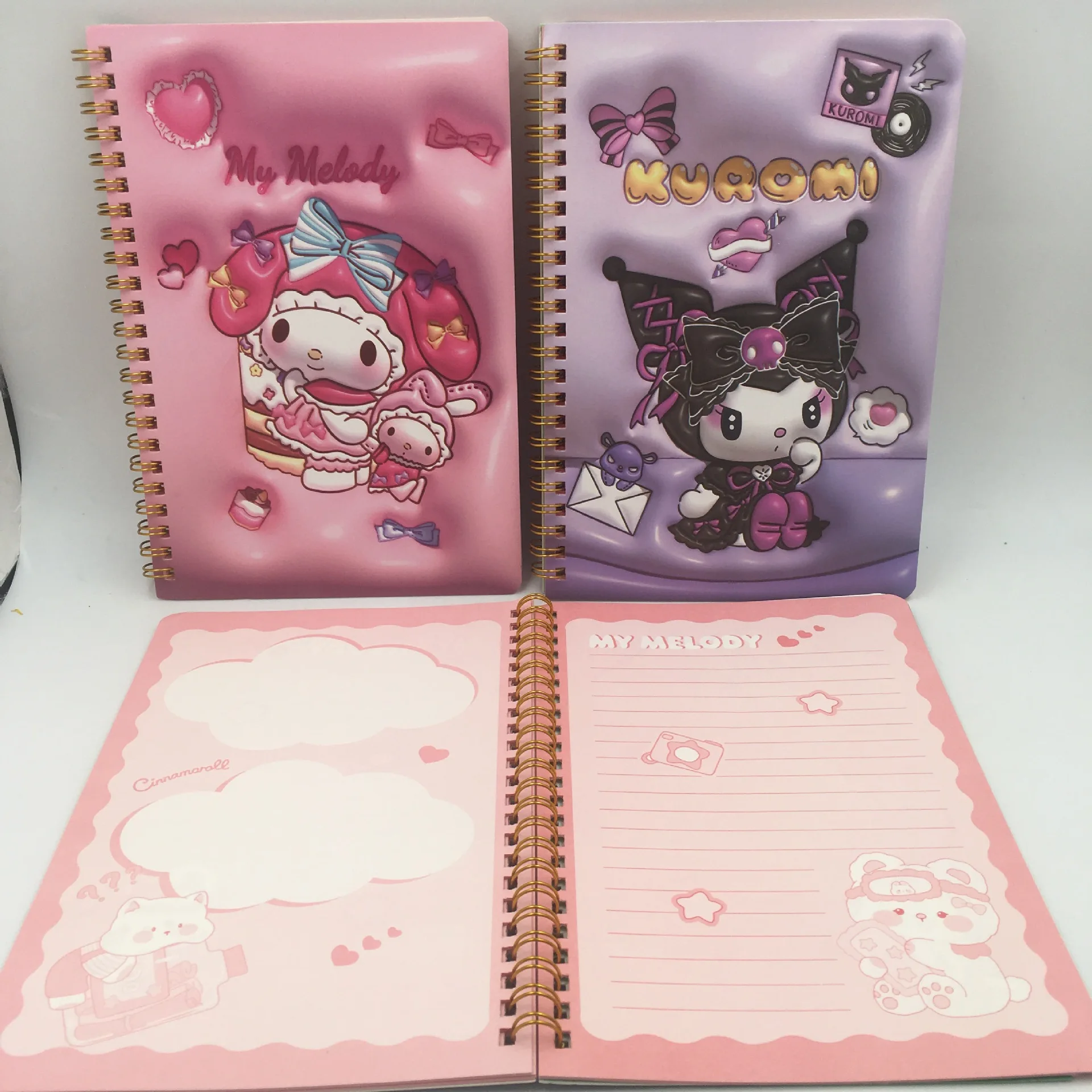 Sanrio Hello Kitty3D stereoskopowy notatnik Kuromi Cinnamoroll moja melodia pętla notes do zapisywania losowo jedną książkę