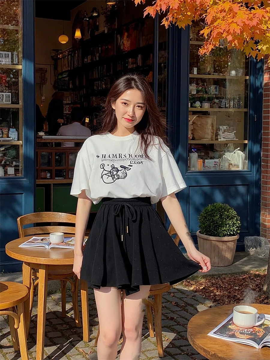 Minifaldas cortas para mujer con bordado floral y tela ligera, perfectas para vacaciones diarias de verano, estilo coreano Chic Ins