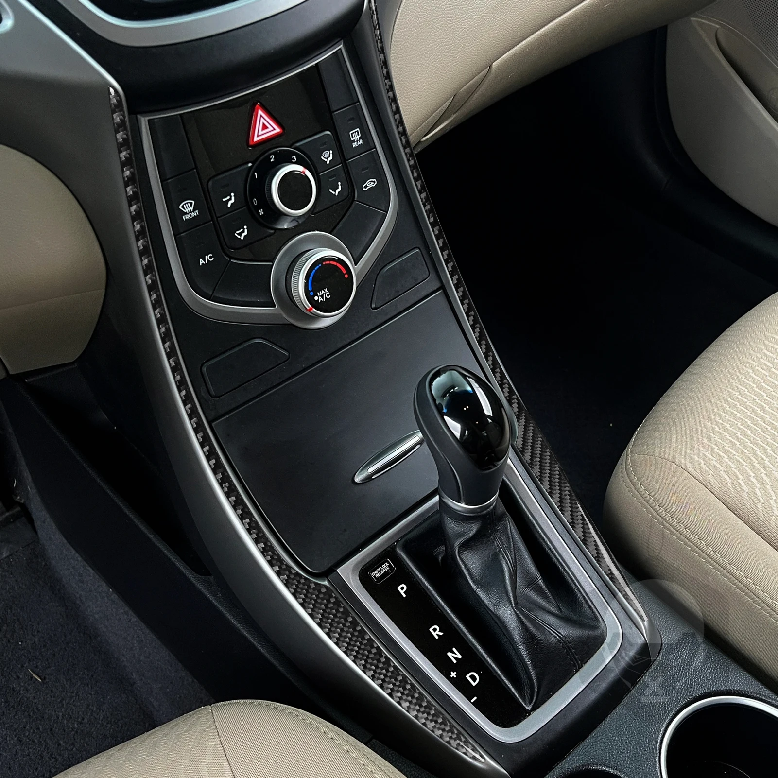 Real Carbon Fiber Car Accessories Center Console Strips Decorative Trim Soft Cover Sticker For Hyundai Elantra 2014 2015 2016