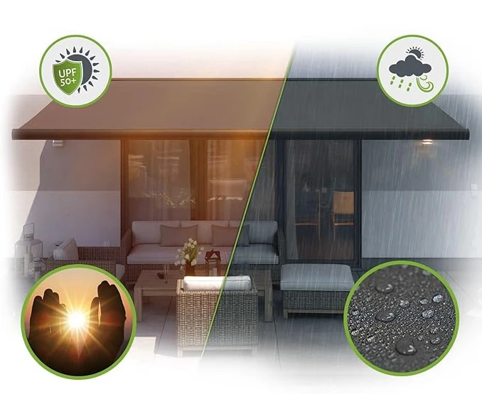 

Outdoor Full Box Awning Electric Patio Awning Retractable Terrace Awning UV Resistant Waterproof Weatherproof Heavy Duty