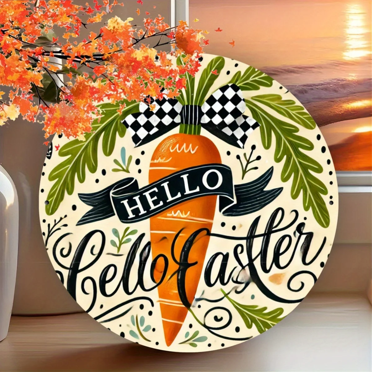 Vintage Carrot Easter Sign: 8x8 Inch Metal Plaque for Home, Kitchen, Farmhouse Decor - Perfect for Parties, Bars, Shops, and Gar
