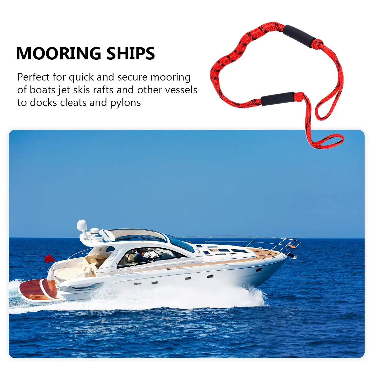 

2 Pcs Elastic Dock Rope Bungee Cords for Boats Rafts Pontoon Accessories High Quality PP PE Material Durable Safe Black