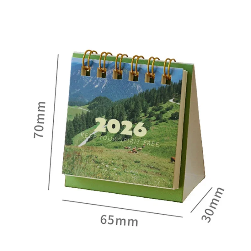 2026 Landschaft Mini-Tischkalender, kreativer Spulenplaner, Desktop-Ornament, Büro, Schreibwaren, Dekor