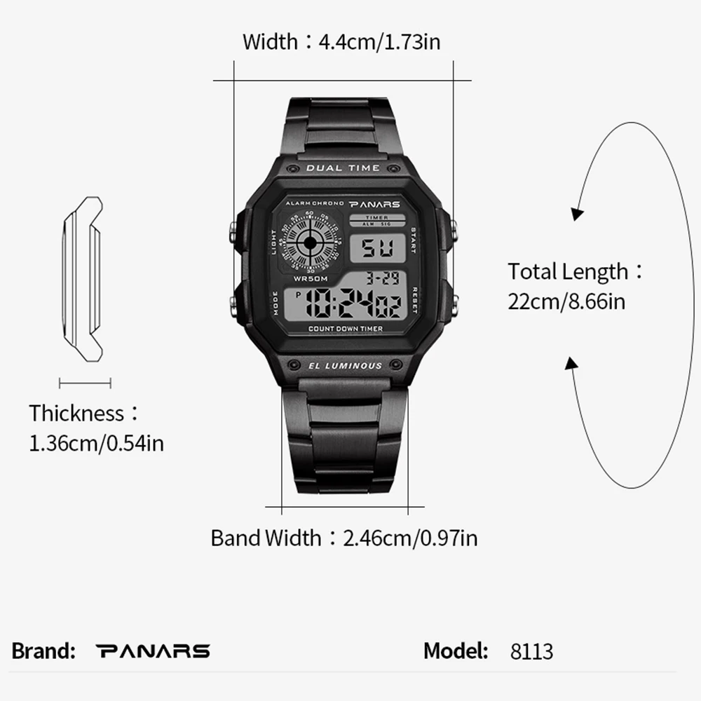 Men\'s Watch Sports Wristwatch Military 50M Waterproof LED Vintage Digital Electronic Clock Reloj Hombre Relogios