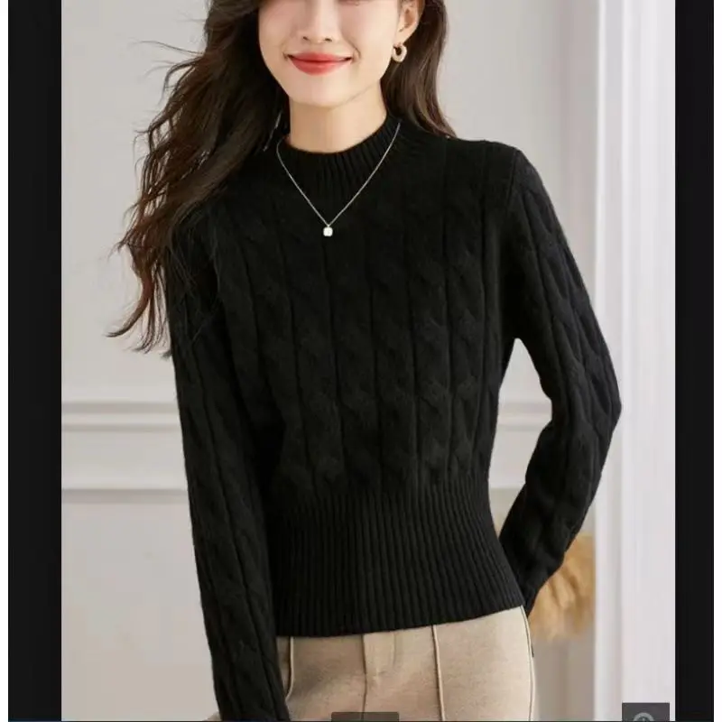 Short High Waisted Stylish New Style Small High Necked Skirt Knitted Base Knitted Sweater Versatile Sweater