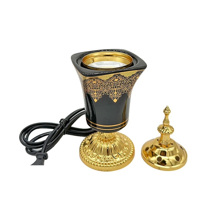 Electric Incense Burner Frankincense Incense Holder Vintage Arabic Censer Burner Home Office Yoga Spa Ornament