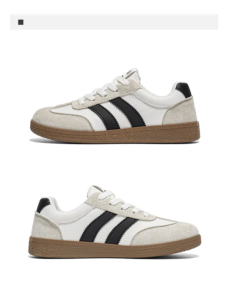 Damen Retro-Streifen-Sneaker mit Gummisohle, Schnürung, flache Schuhe, modische, vielseitige Freizeitschuhe zum Gehen für den täglichen Gebrauch – Detail 22