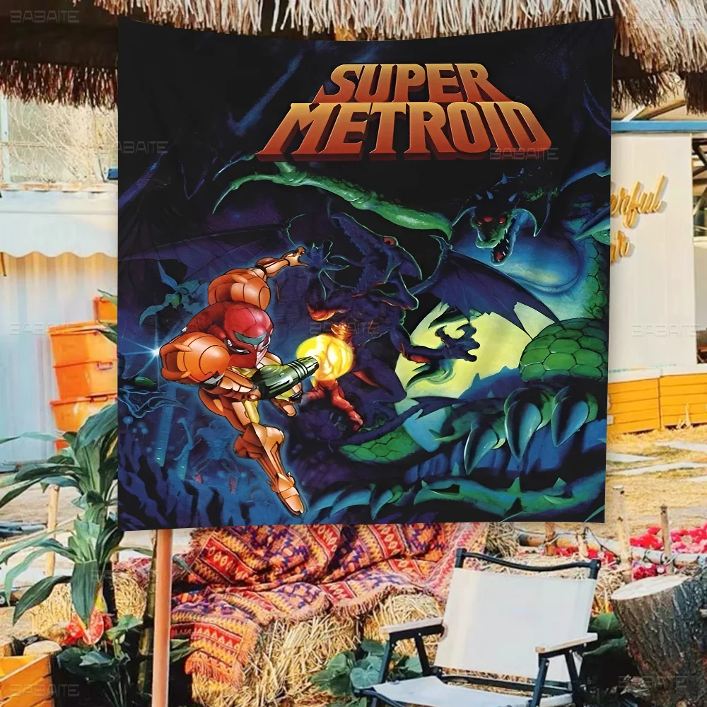 Game M-METROIDS Retro Flags Multiple Choice Living Studio Booth Interior Decoration Banner