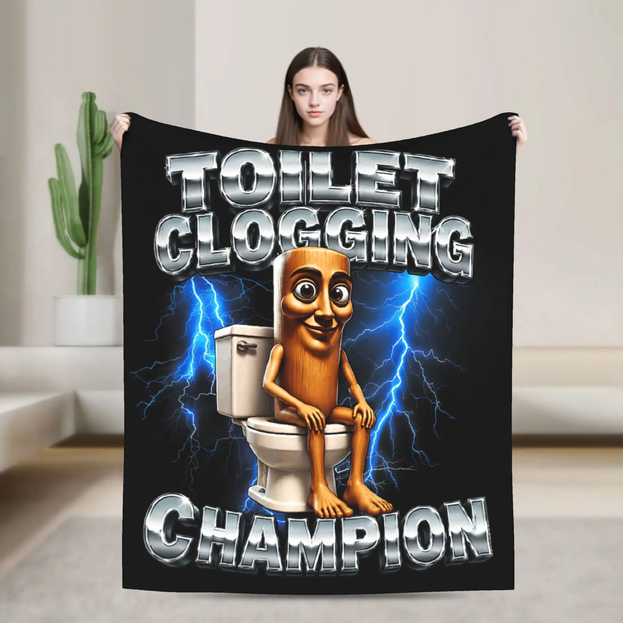 Soft Throw Blanket Camping Toilet Clogging Champion Tung Tung Sahur Blankets Flannel Bedspread For Home Decor Sofa Bed Cover
