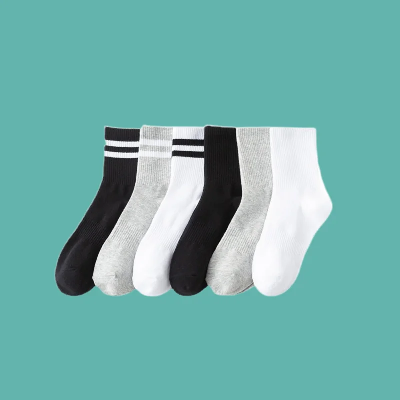 2/5 Pairs Women's Fashion Mid-tube Socks Summer Cotton Ins Trend Spring And Autumn Style Black And White Long Socks Sports Socks