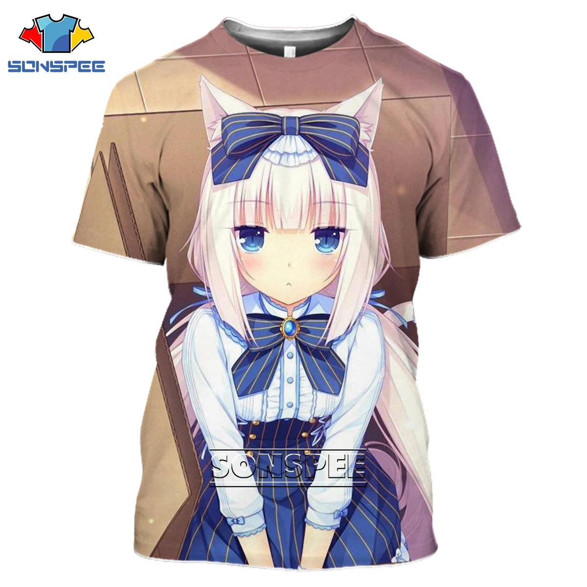 SONSPEE NEKOPAPA Anime Game Men Women 3D Print T-shirt Fashion Harajuku Sexy Loli Summer Hip hop Casual Short Sleeve O-Neck Top