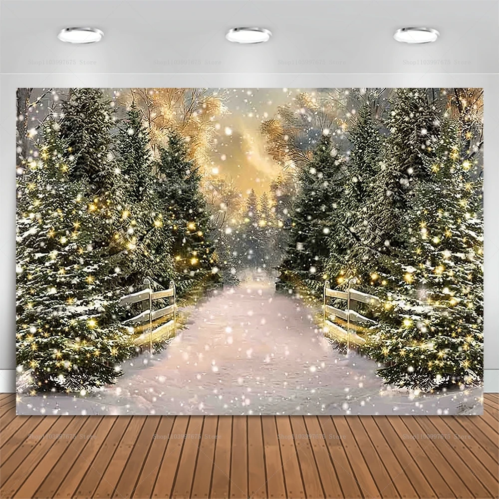 Winter Weihnachten Schnee Szene Fotografie Hintergrund Urlaub Familie Party Decor Hintergrund Baby Dusche Porträt Banner Foto Studio