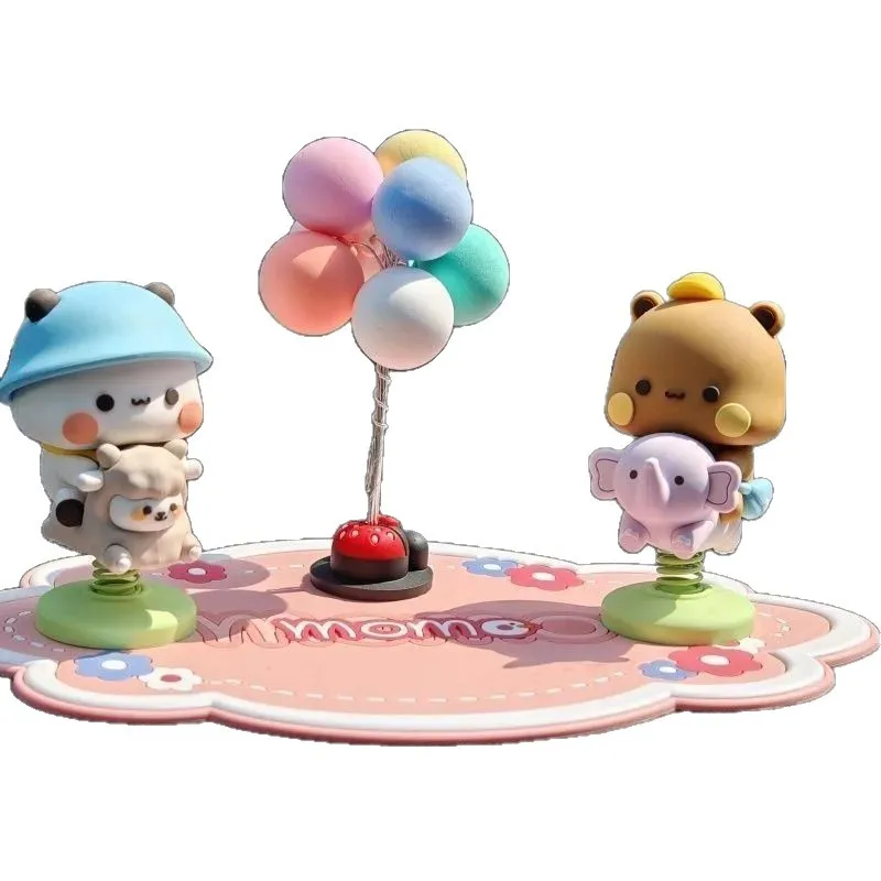 Adorável panda uma duas bonecas figura colecionável bonito dos desenhos animados decoração de mesa carro ornamento brinquedo colecionáveis presentes populares