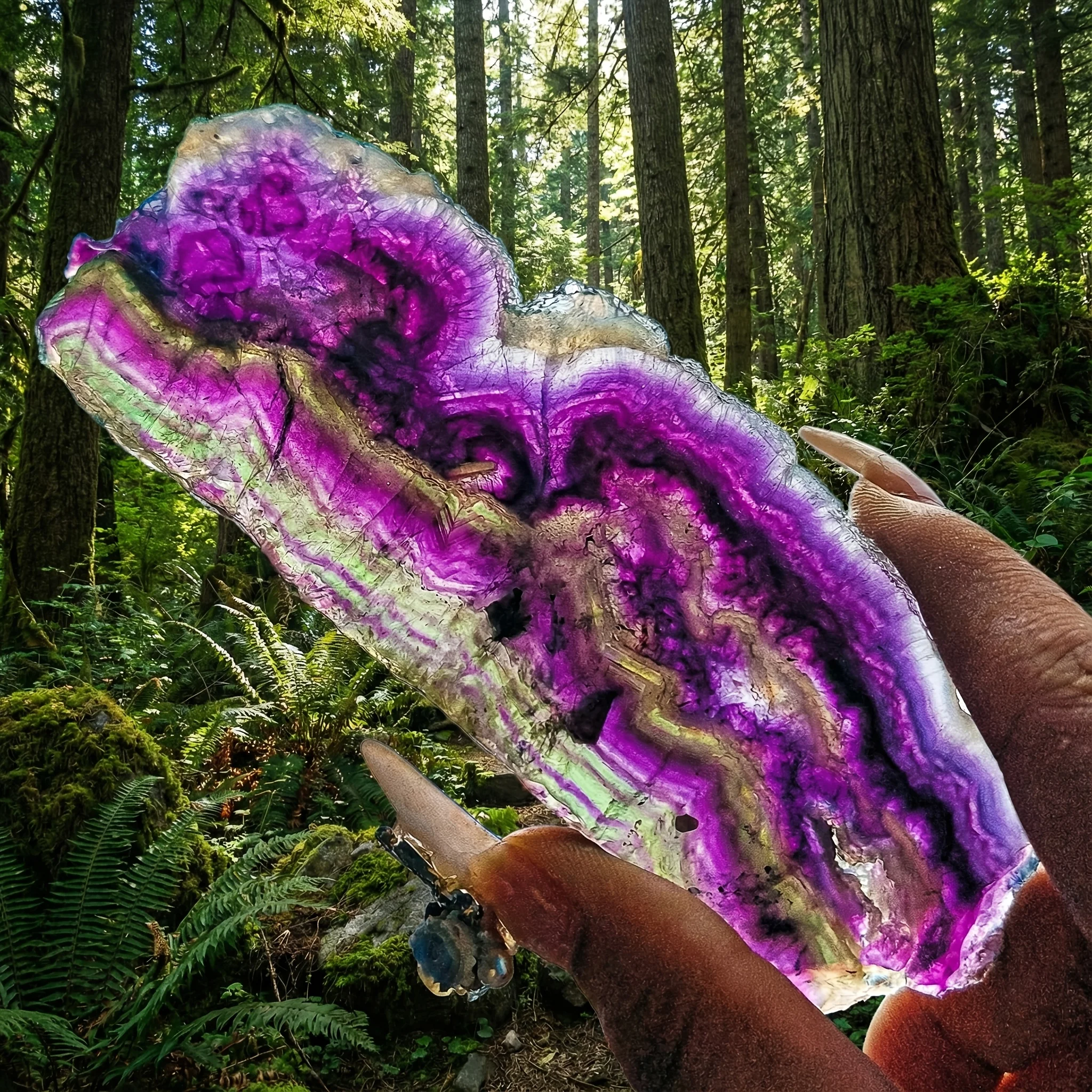 1 Bohemian Style Natural Multi-Layer Fluorite Quartz Crystal Plate - Naturally Colorful (Vibrant Layers)