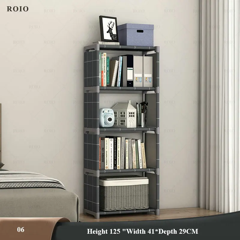 Simple Bookshelf 5-Layer Storage Rack Easy to Install Magazine Bookcase Space-saving Sundries Organizer Rack Home Furniture 2022