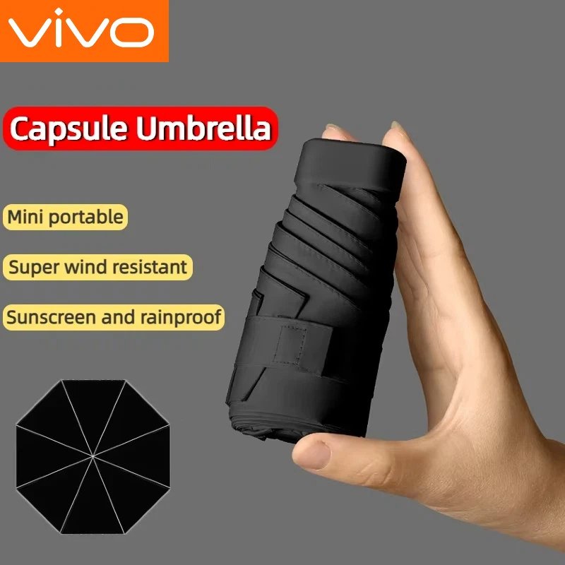 Ultrakompaktowy mini parasol VIVO z czarną powłoką, przenośny, kieszonkowy, dwufunkcyjny parasol przeciwsłoneczny i przeciwdeszczowy, lekki parasol podróżny dla kobiet i mężczyzn. — zdjęcie produktu 7
