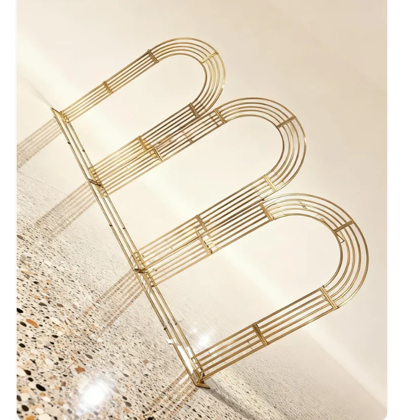 3/5 Stück goldener schmiedeeiserner Blumenbogen für Hochzeiten, Party- und Event-Hintergrunddekoration, gebogener Metallbogenständer – Detail 10