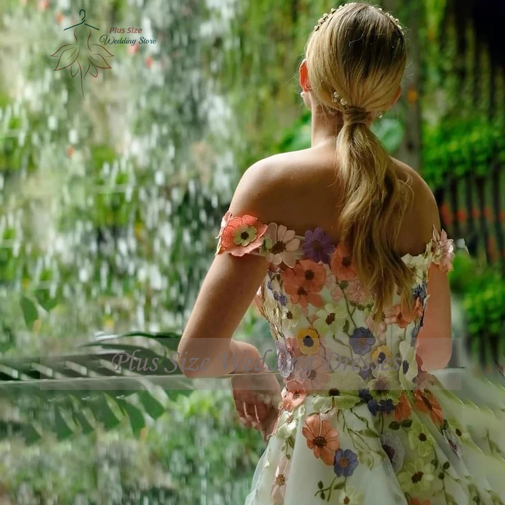 Vestidos De novia clásicos De flores De talla grande, vestidos De novia con cuello en forma De corazón, largo hasta el suelo, corte en A, tul,