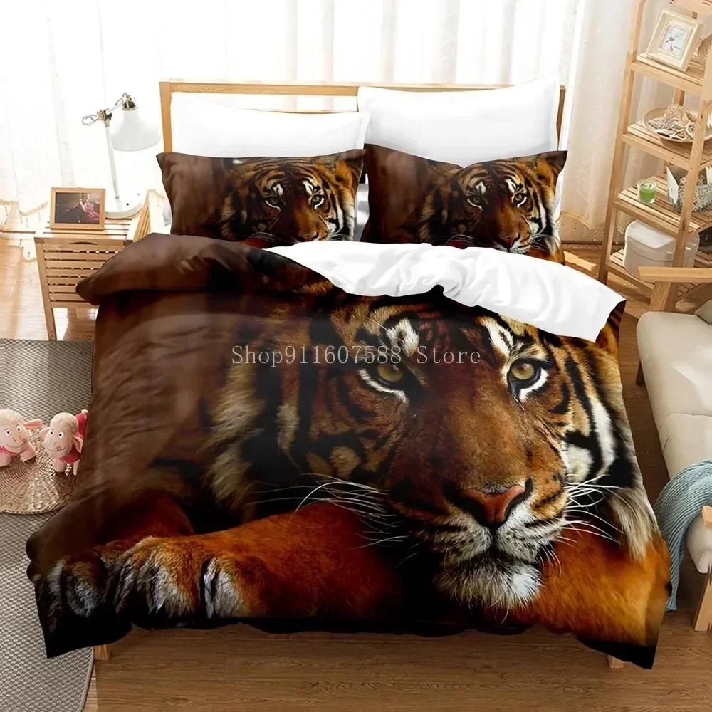 

3D White Tigers Bedding Set For Bedroom Soft Modern Bedspreads Comefortable Kids Duvet Cover Quilt Cover And Pillowcase