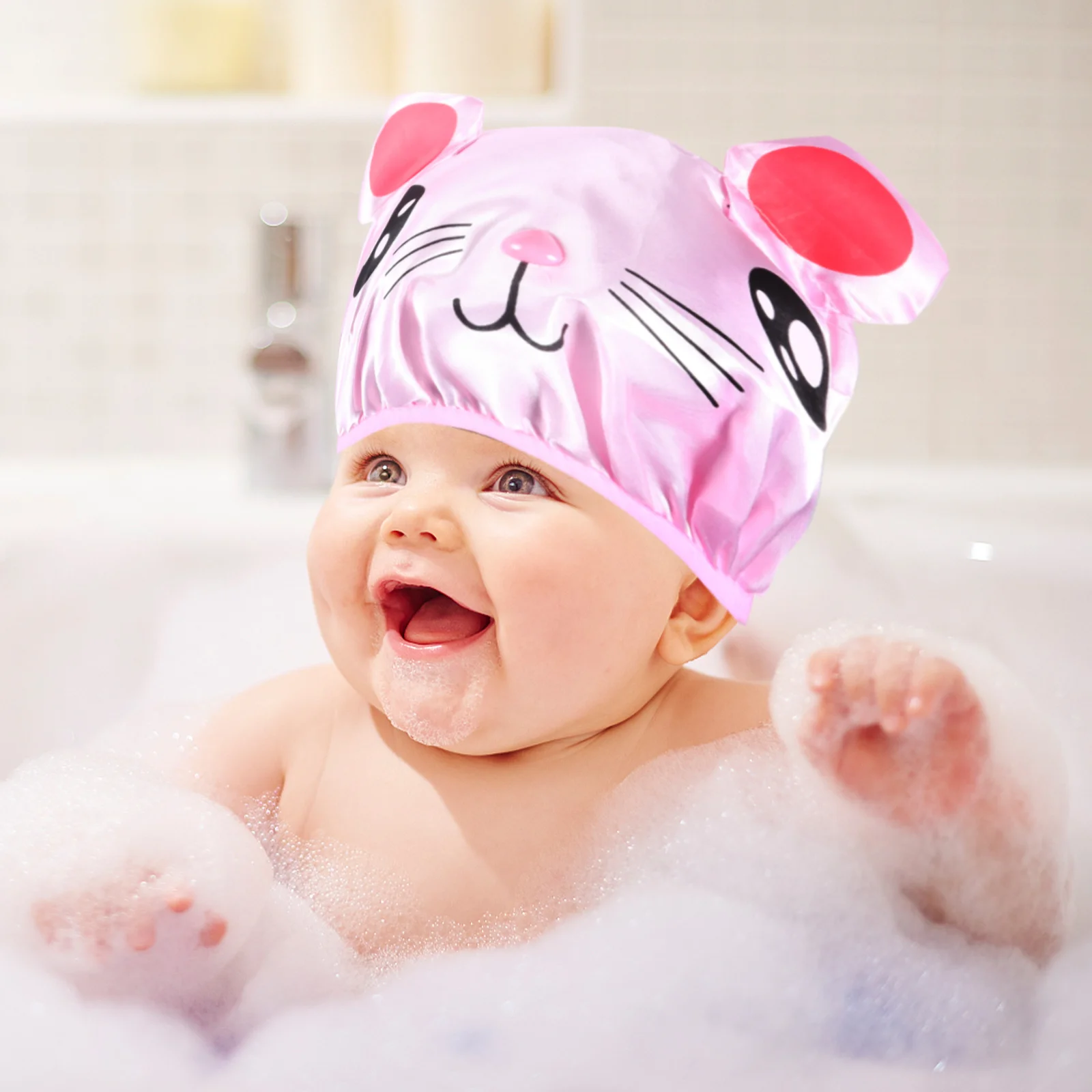 

2Pcs Children Shower Caps Waterproof Bath Hats Adjustable Elastic Baby Ear Protectors Baby Shower Hats Elastic Bathing Caps