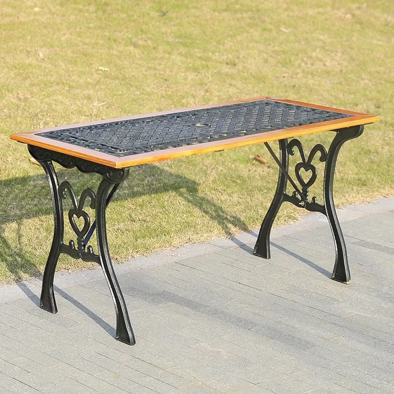 Outdoor Park Chair Table and Chair Leisure Bench Solid Wood Courtyard Preservative Wood Back Chair Outdoor Wrought Iron Table