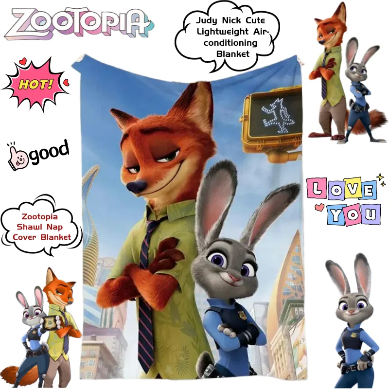 ผ้าห่มนวมลายการ์ตูนซูโทเปีย จูดี้ นิค สลอธ น่ารัก น้ำหนักเบา ใช้เป็นผ้าคลุมไหล่ ผ้าห่มนอน ลายอนิเมะ