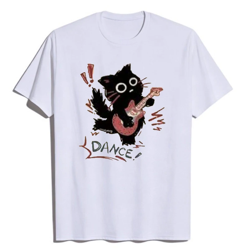 Harajuku Christmas Cat Cat Graphic Tee Funny Harajuku Graphic Women Round Collar Print High Qaulity Fabric Selection Stylish Tee