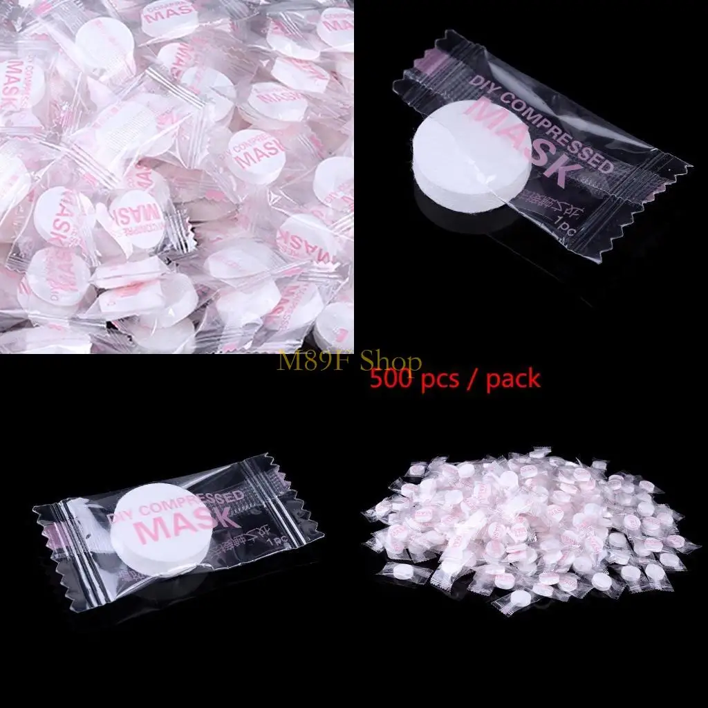 M89F 500pcs القطن المضغوط القابل للتصرف للورقة الوجه ورقة ورقة DIY أداة العناية بالبشرة