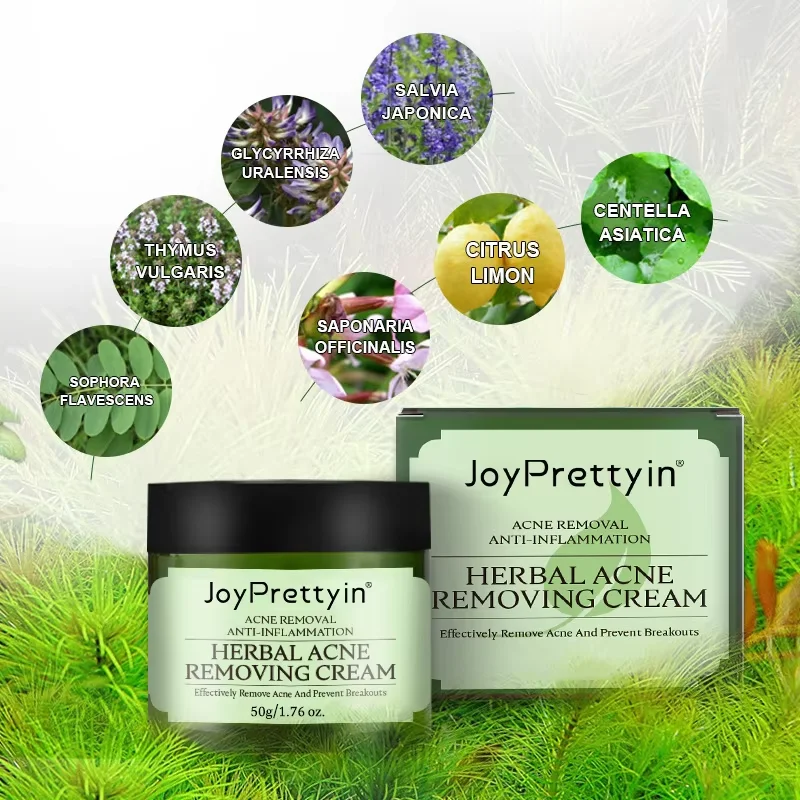 JoyPrettyin كريم وجه حب الشباب العشبي إزالة علامات البثور السيطرة على النفط ترطيب Pockmark كريمات الوجه الناعمة منتج العناية بالبشرة