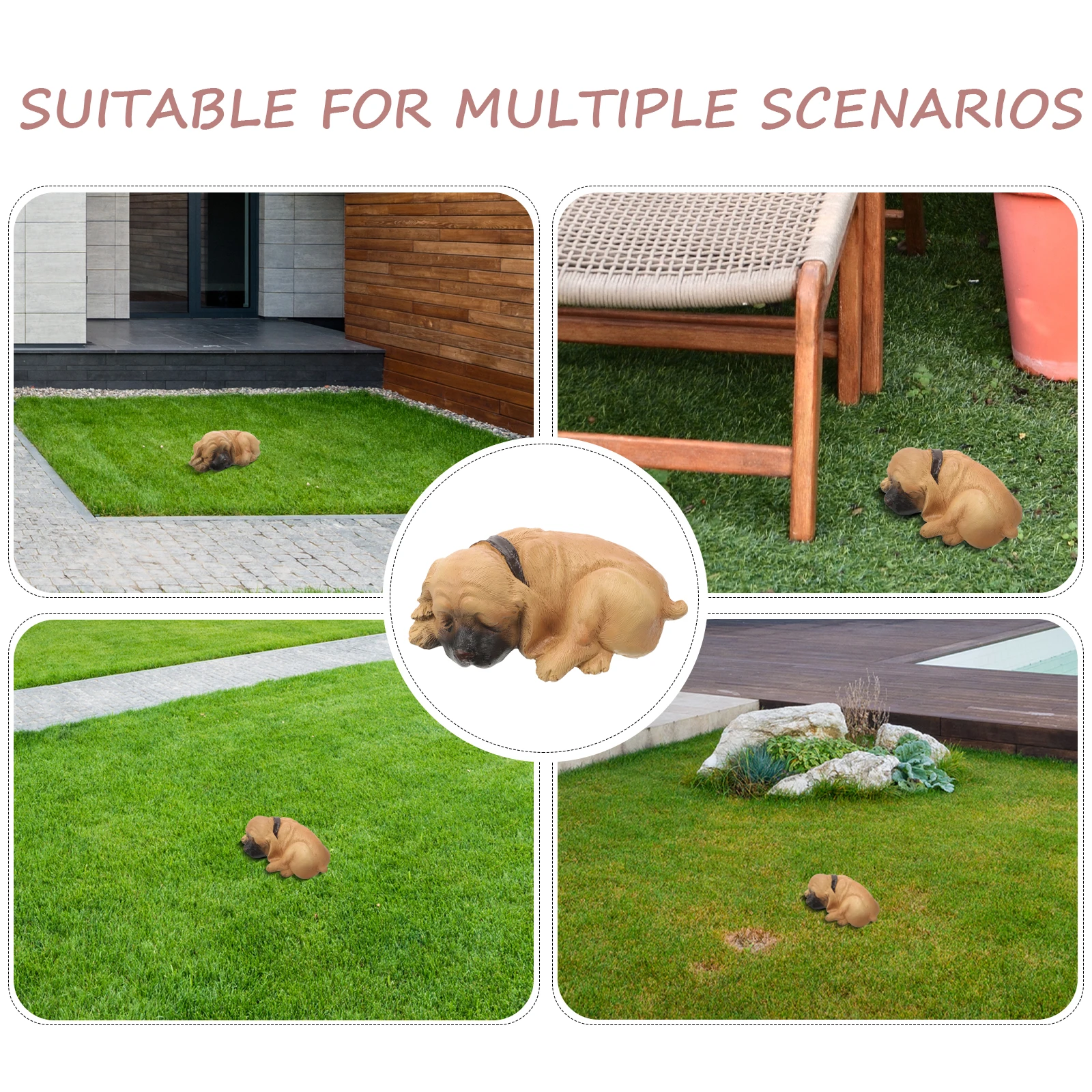 

Puppy Shaped Hider Yellow Dog Box Realistic Holder Outdoor Garden Statue Yard Resin Hidden Storage