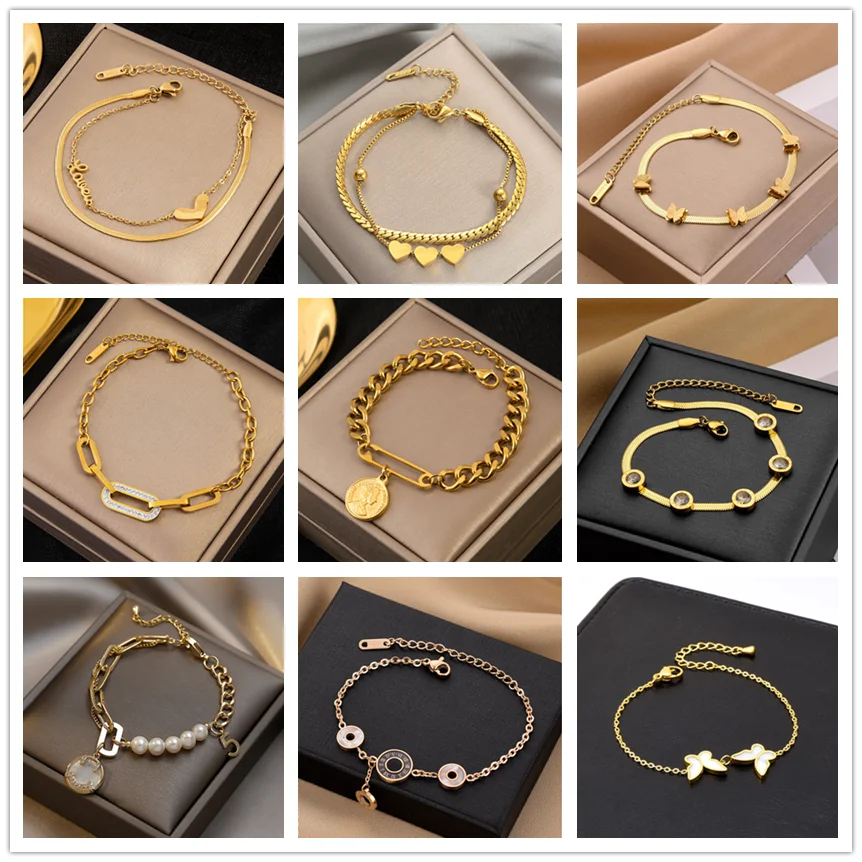 316L paslanmaz çelik roma rakamı yuvarlak kelebek kabuk inci bilezik bayanlar moda trendi yüksek takı aksesuarları B5