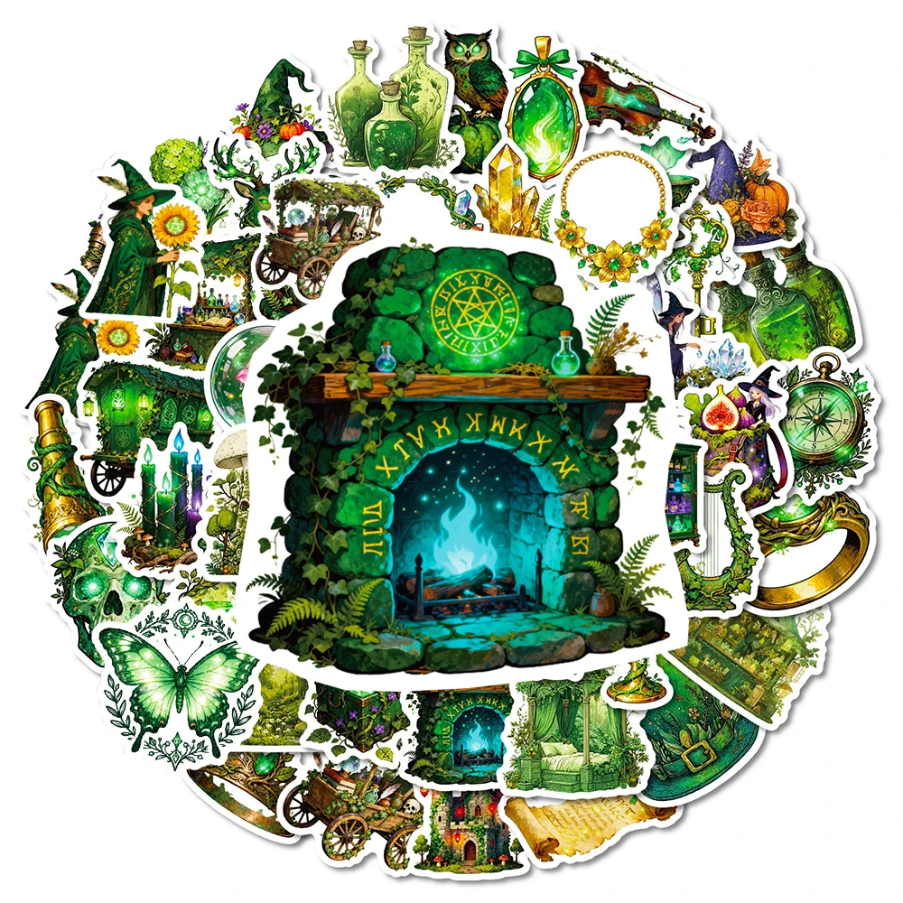 

10/30/56pcs Vintage Gothic Forest Magic Witch Cartoon Stickers for Motorcycle Suitcase Luggage Laptop Cool Graffiti Sticker Pack