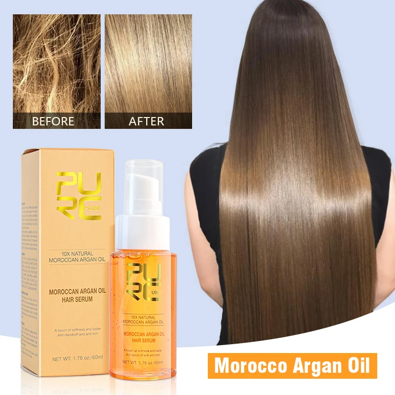 

PURC Moroccan Argan Oil Hair Serum Smoothing Repair Damaged Hair Treatments Oil Nourish Anti Dandruf Hair Care Product