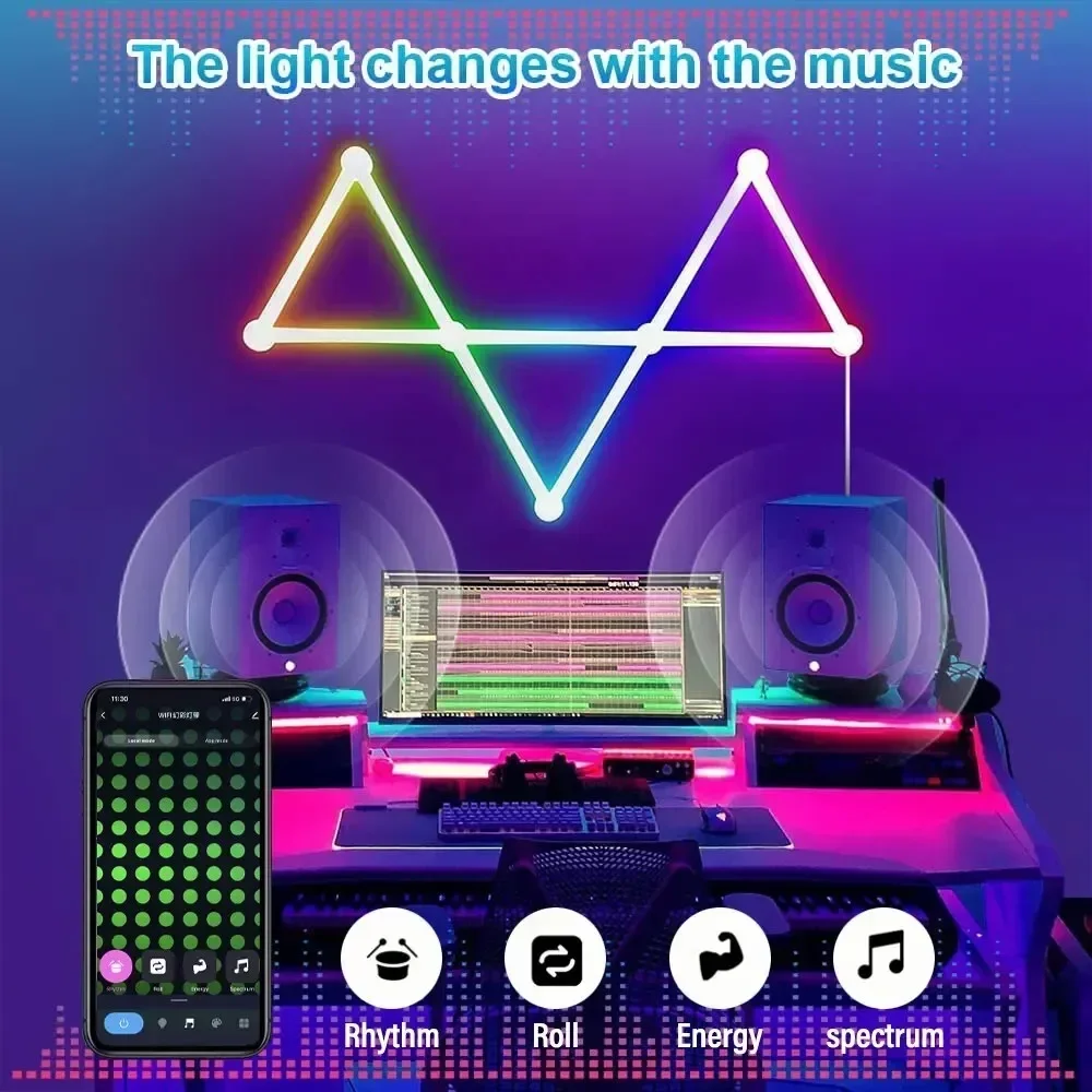 

RGB IC Strip Настенный светильник Атмосфера Ночник Приложение Музыкальная вечеринка Подсветка телевизора Спальня Декор игровой комнаты Умные светодиодные ночники