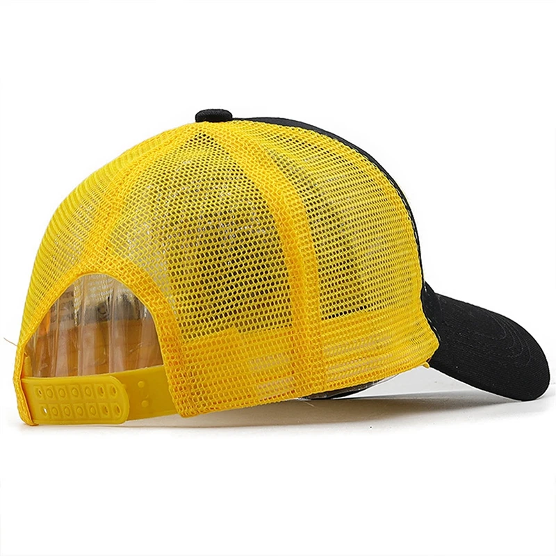 Stylish Summer Trucker Hat With Mesh Yellow 3D Letter Embroidery Baseball Cap For Men Women Breathable 5 Panel Hats Cotton Caps