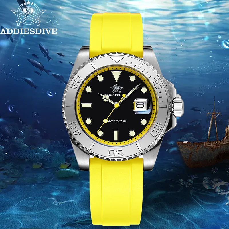 

ADDIESDIVE Men's Quartz Dive Watch 200m Waterproof BGW9 Super Luminous Wristwatch Rubber Strap Ceramic Bezel Watches Male AD2040