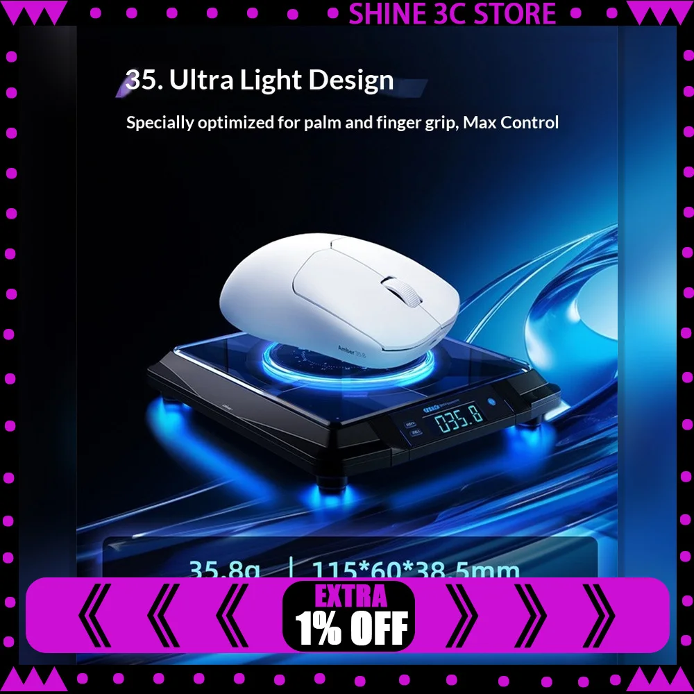 IYX Amber AM35.8 Ultra-Light Wireless Gaming Mouse PAW3395 8K Polling 26000 DPI Dual Mode