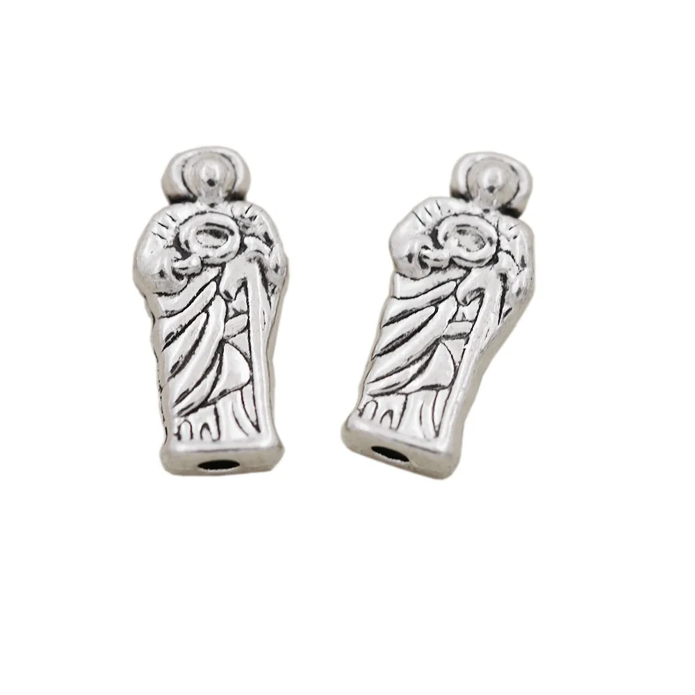 St Jude Small Hole Beads Catholic Patron Saint Medal Tubes 12.6x6mm 300PCS Zinc Alloy Spacers L1827