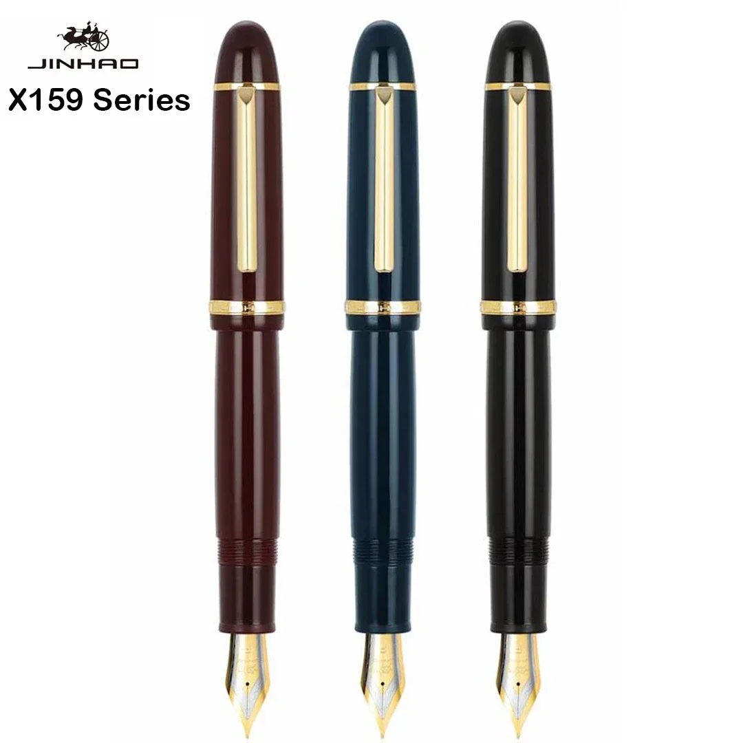 jinhao x159 caneta tinteiro preta acrilica clipe de metal estendido ponta fina f 05 mm escrita escritorio escola presentes canetas pk 9019 01