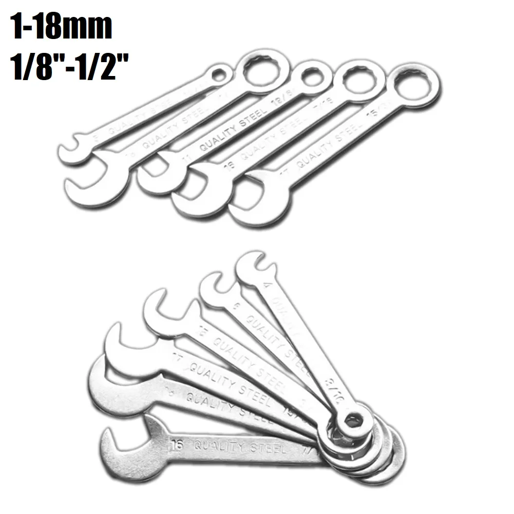 18pcs 1-18mm Mini Box Wrench Set Open Dual-Purpose Combination Ratchet Wrench Portable Universal Spanner Car Repair Hand Tools