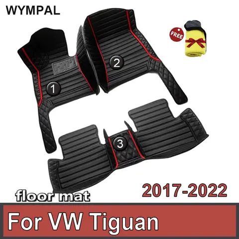 VW Tiguan Allspace LWB 자동차 매트 바닥, 운전석 아래 컴퓨터 박스 아님, 가죽 7 좌석, 자동차 액세서리, 2017 ~ 2022