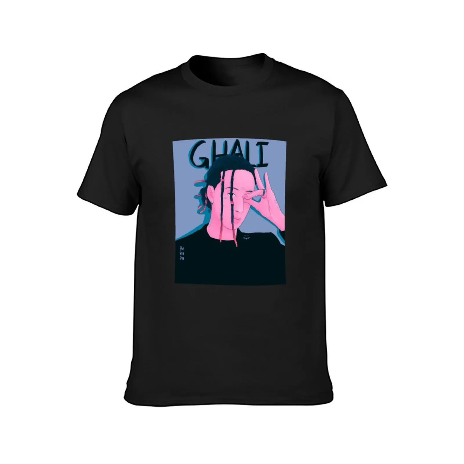 Ghali portrait illustration T-Shirt heavyweights plus sizes tees Aesthetic clothing black t-shirts for men
