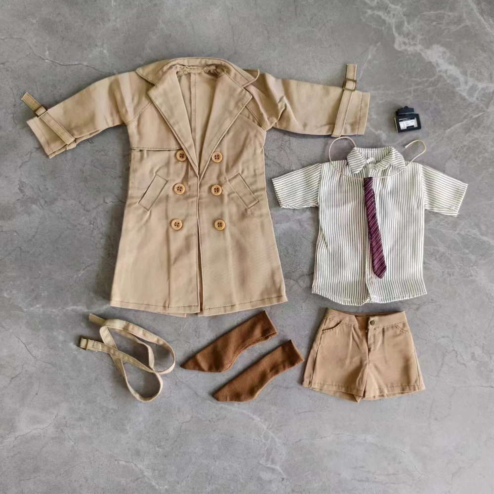 1/4 1/6 Doll's Clothes Suit for 45/30cm Bjd Doll Coat+work Badge+shirt+tie+shorts Uniform Dress Up Toys Doll Accessories,No Doll