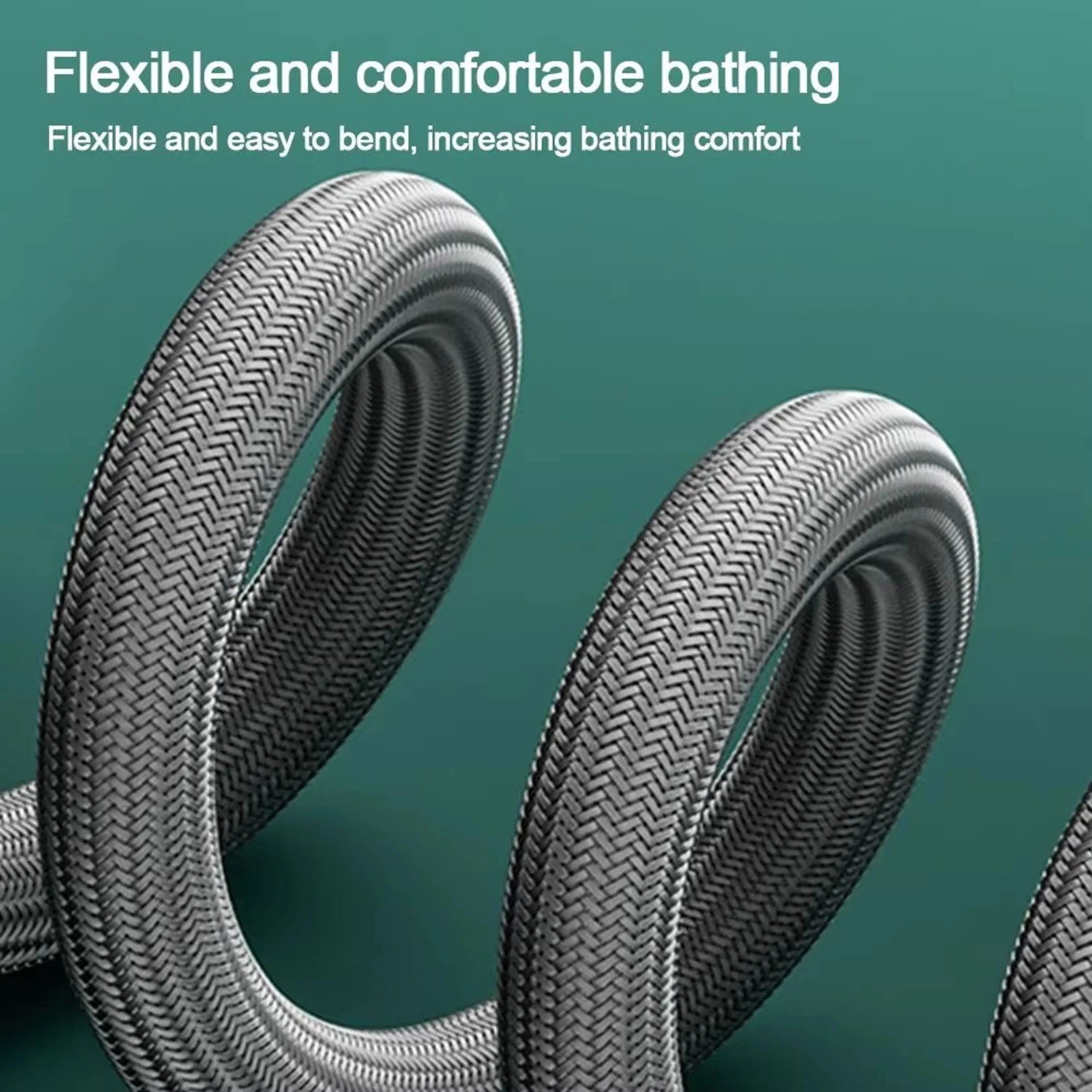Upgraded Braided Shower Hose Anti-Burst Anti-Tangle High Flow Pressure Booster Connector for Bathroom 2M