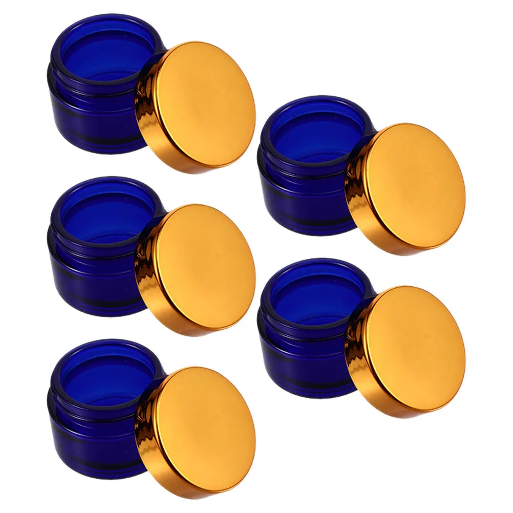 5 個のフェイスクリームサブガラスボトル詰め替え可能な多目的ポータブルストレージジャー旅行用フェイシャルクリームライト