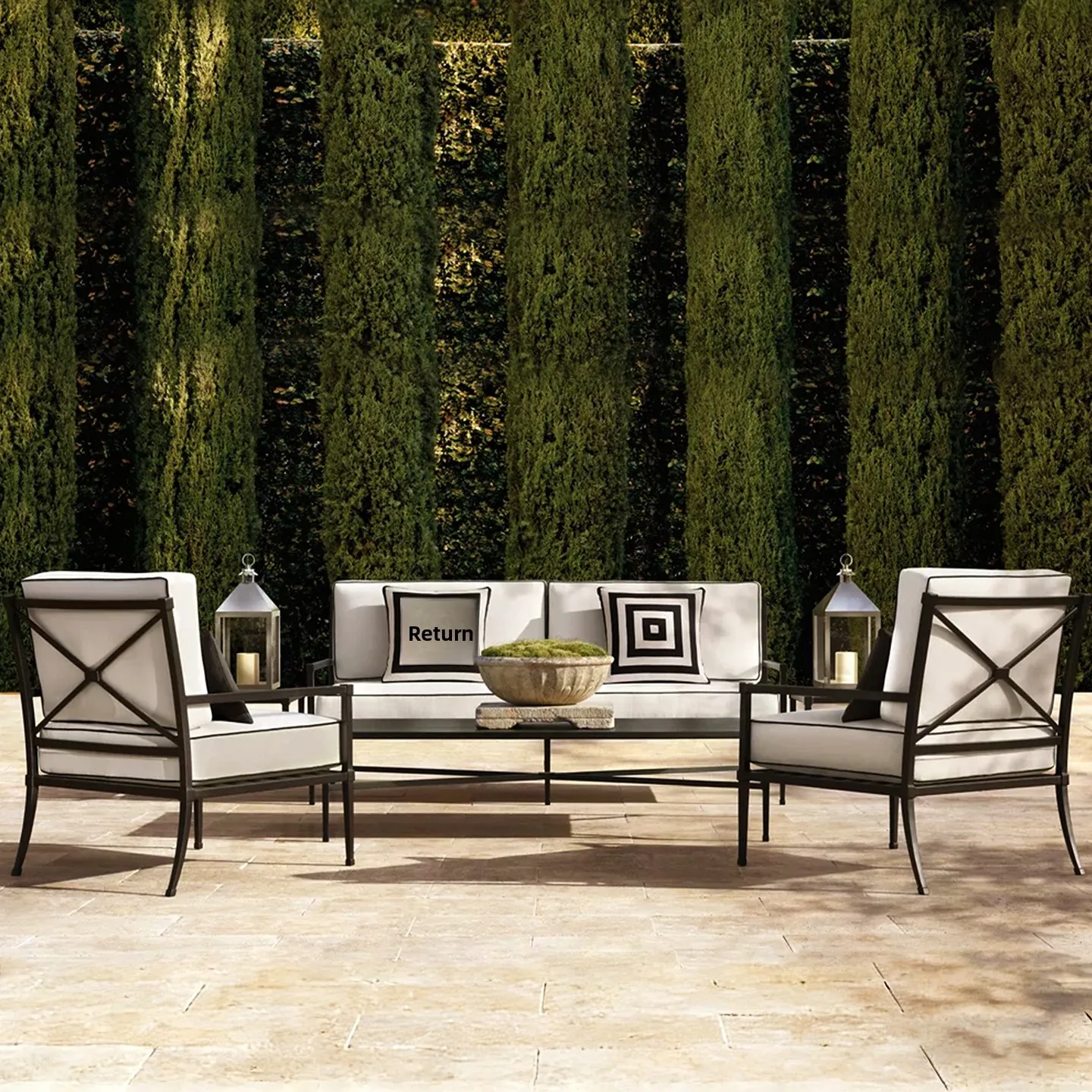 *High-end Garden Furniture Outdoor Aluminum Alloy Italian Minimalism Sofa Set Waterproof Cushions Patios Gardens Villas Removabl