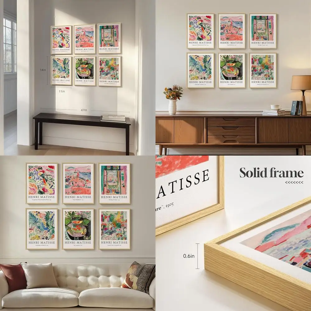 

Набор из 6 предметов абстракционного искусства в стиле Матисса, красочный настенный декор для гостиных, 11x14