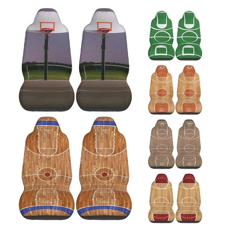 

Basketball Court Car Seat Cover Custom Printing Universal Front Protector Accessories Cushion Set